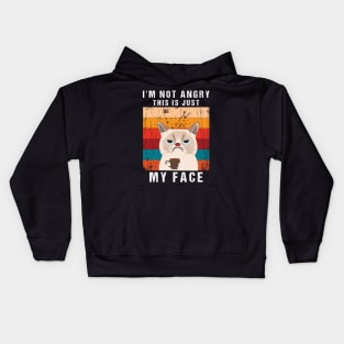Funny I'm Not Angry This is  Just my Face,vintage shirt,funny cat angry, Kids Hoodie
